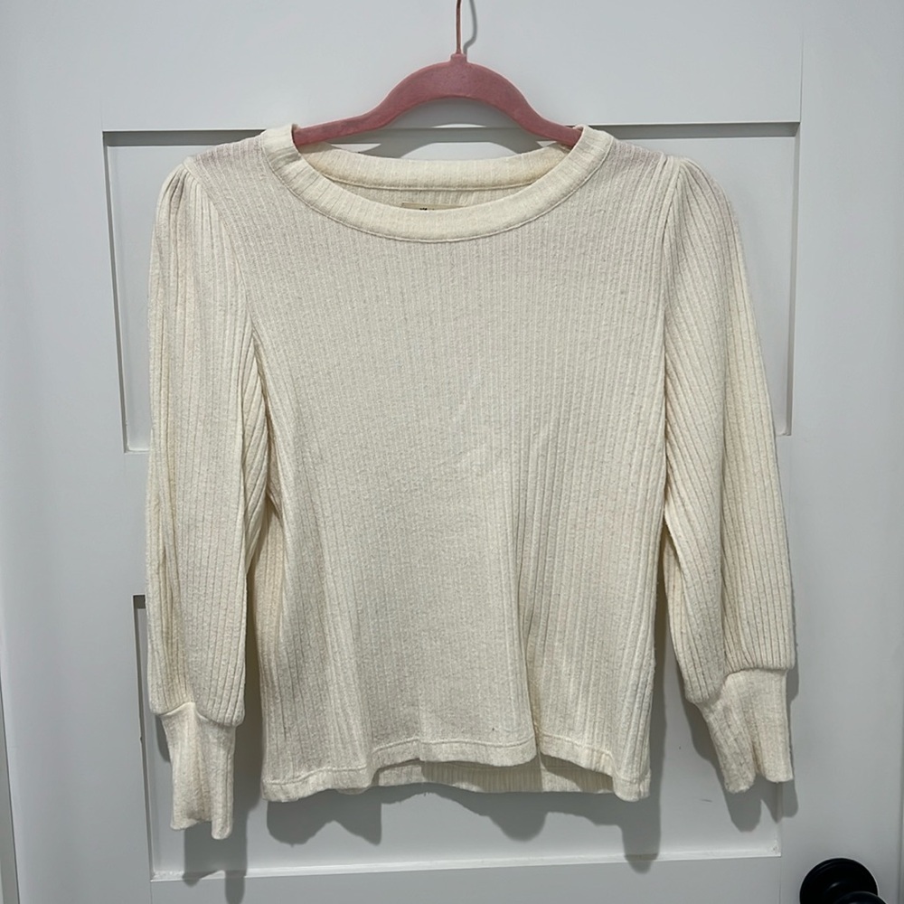 Madewell slightly cropped light cream sweater